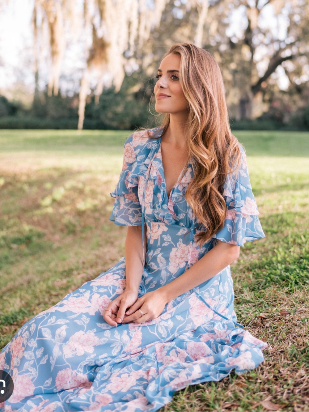 Gal Meets Glam Blue and Pink Floral Maxi Dress